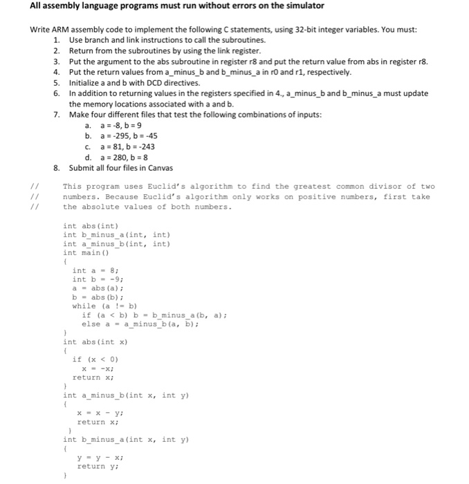 Solved All assembly language programs must run without | Chegg.com