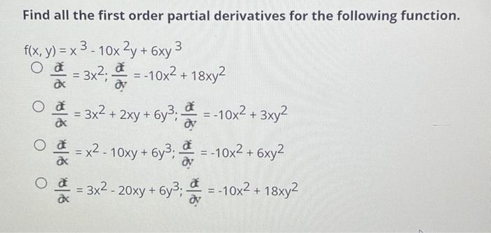 Solved OV Find all the first order partial derivatives for | Chegg.com