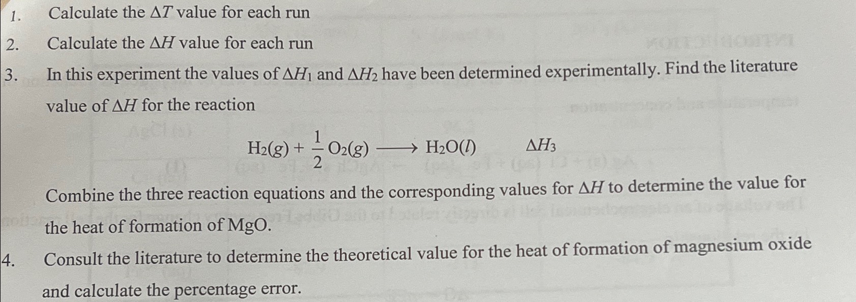 Solved Calculate the ΔT ﻿value for each runCalculate the ΔH | Chegg.com