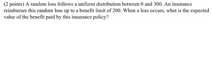 Solved (2 Points) A Random Loss Follows A Uniform | Chegg.com