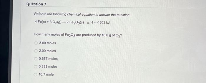 Solved Refer to the following chemical equation to answer | Chegg.com