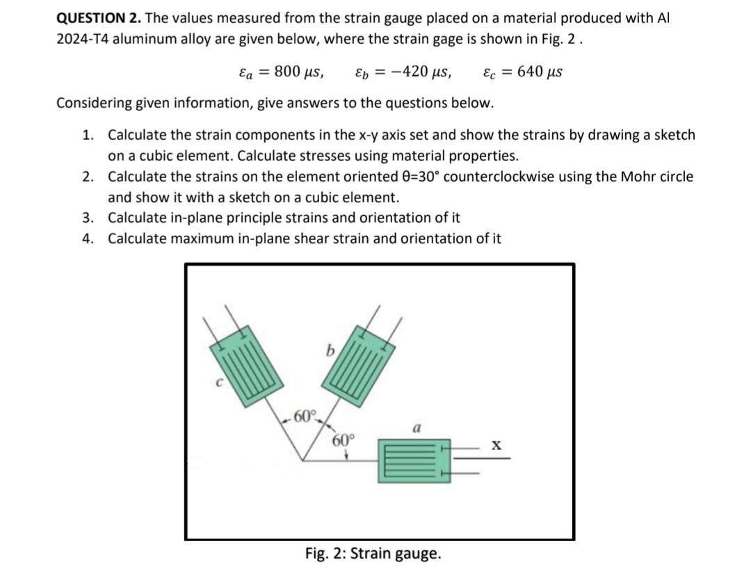 Solved QUESTION 2. The Values Measured From The Strain Gauge | Chegg.com