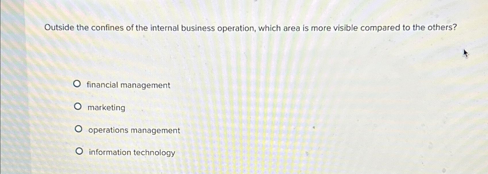 Solved Outside the confines of the internal business | Chegg.com