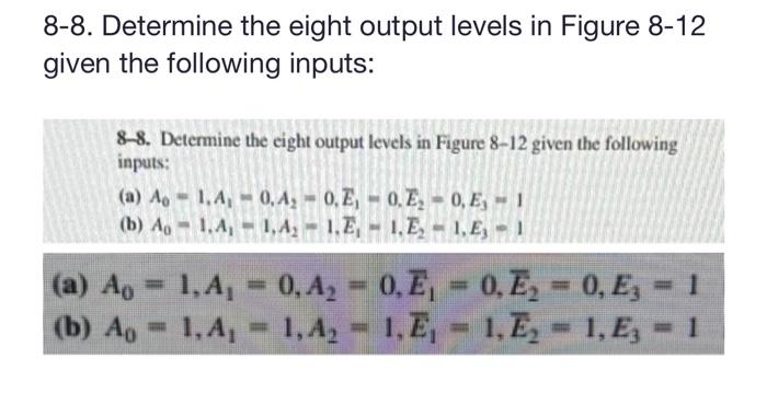 Solved 8-8. Determine the eight output levels in Figure 8-12 | Chegg.com