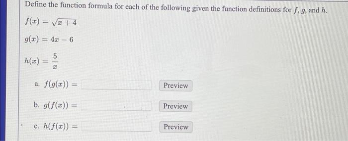 Solved Define the function formula for each of the following | Chegg.com