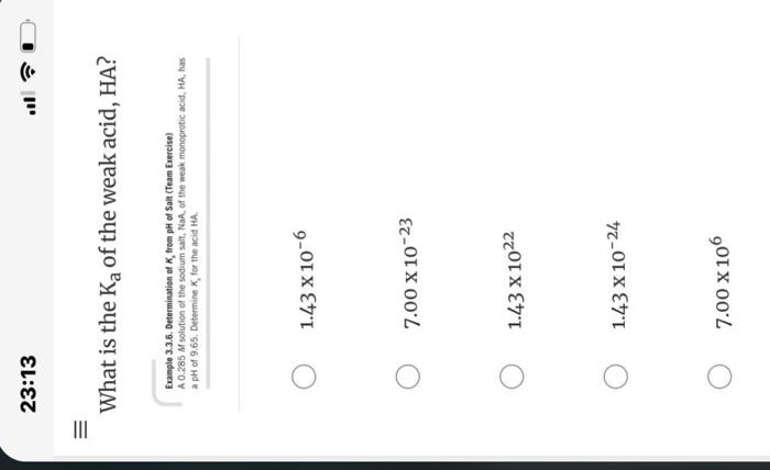 Solved What is the Ka of the weak acid, HA? Example 3.3.6. | Chegg.com