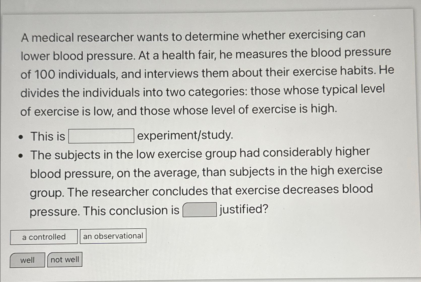 Solved A medical researcher wants to determine whether | Chegg.com