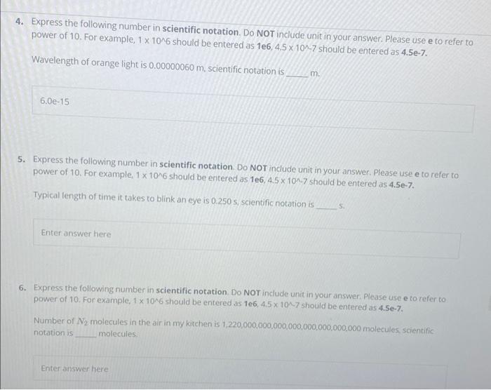 Solved 4 Express The Following Number In Scientific Chegg Com