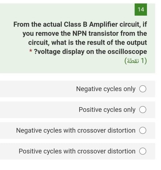 Solved 12 From The Actual Class B Amplifier Circuit, What Is | Chegg.com