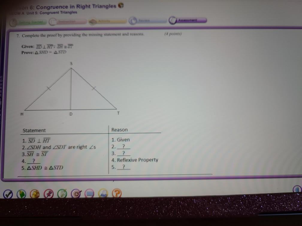 Solved On 6 Congruence In Right Triangles Oma Unit 5 Co Chegg Com