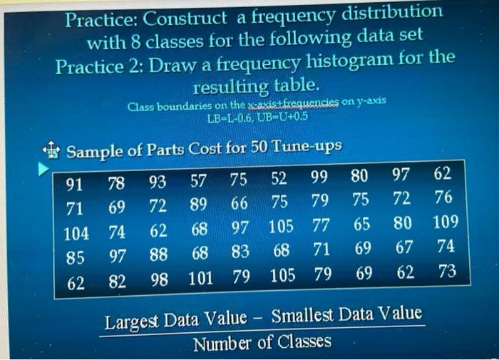 Solved Practice: Construct a frequency distribution with 8 | Chegg.com