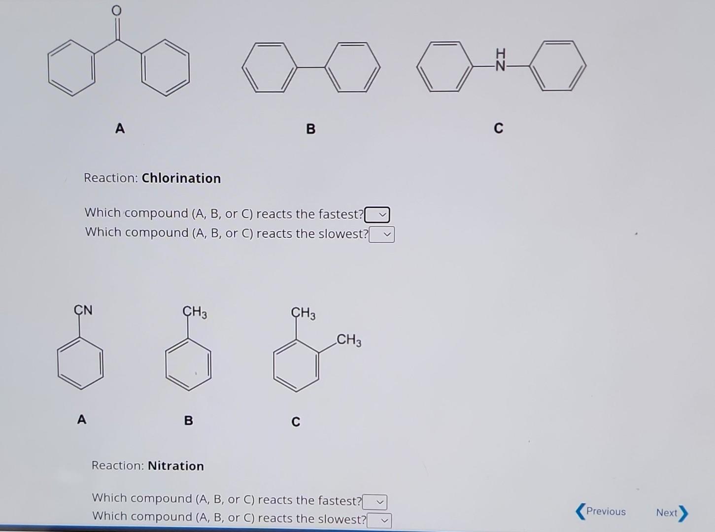 Solved Reaction: Chlorination Which Compound (A, B, Or C ) | Chegg.com