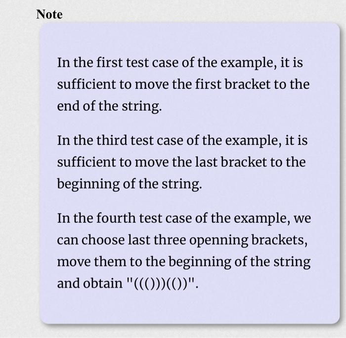 Solved You are given a bracket sequence s of length n, where | Chegg.com