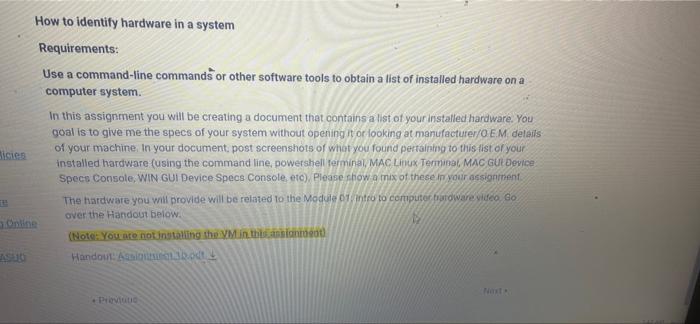 Solved How to identify hardware in a system Requirements: | Chegg.com