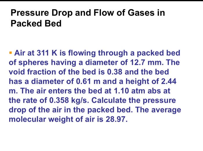 Solved Pressure Drop and Flow of Gases in Packed Bed - Air | Chegg.com