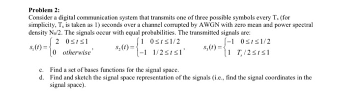 Solved Problem 2: Consider a digital communication system | Chegg.com