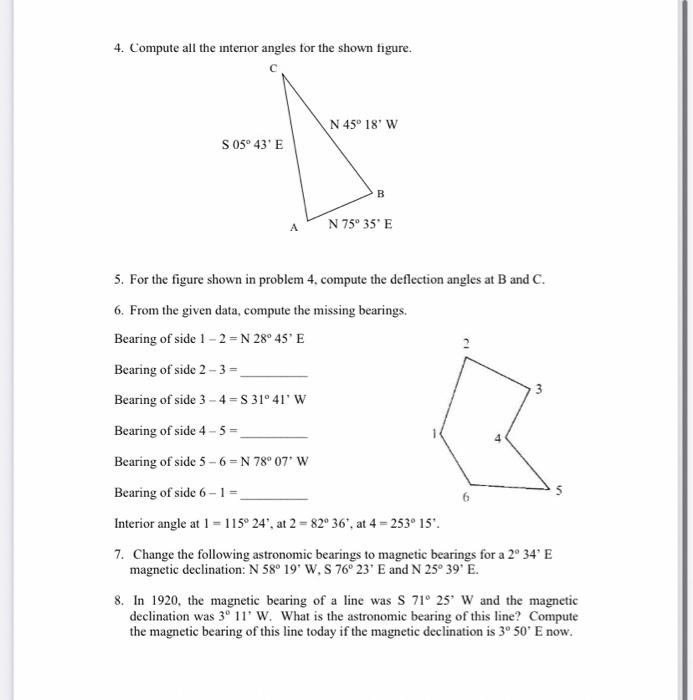 Solved 4. Compute all the interior angles for the shown | Chegg.com
