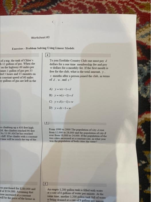 exercises problem solving using linear models