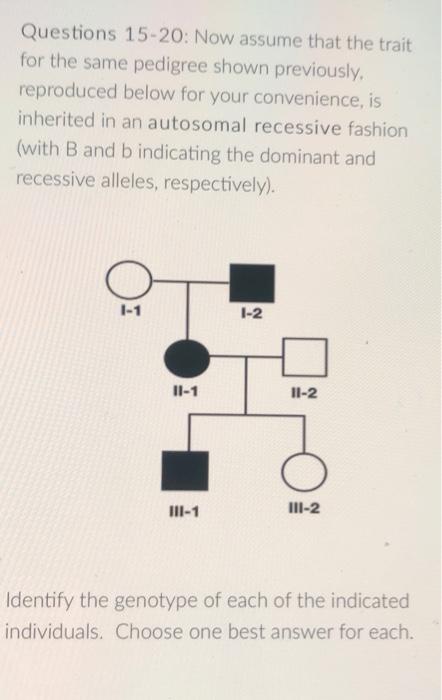 Solved Questions 15-20: Now assume that the trait for the | Chegg.com