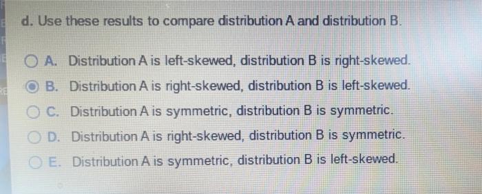 Solved d. Use these results to compare distribution A and | Chegg.com