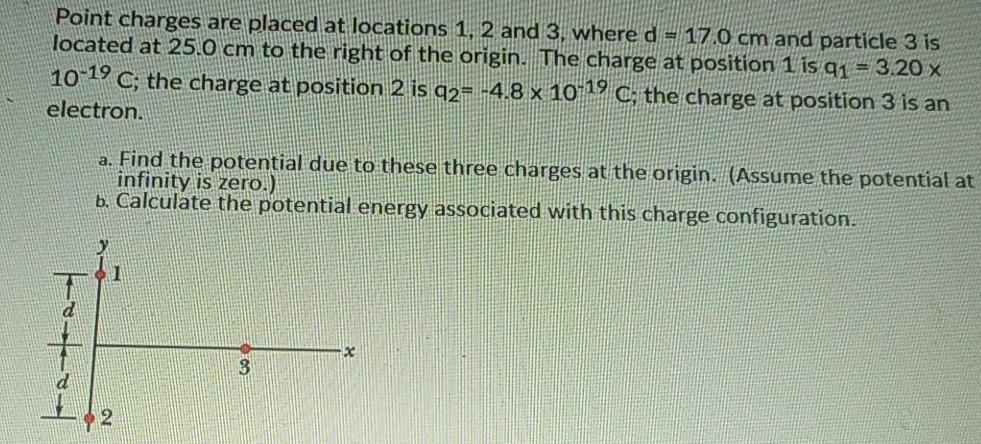 Solved Point charges are placed at locations 1, 2 and 3, | Chegg.com