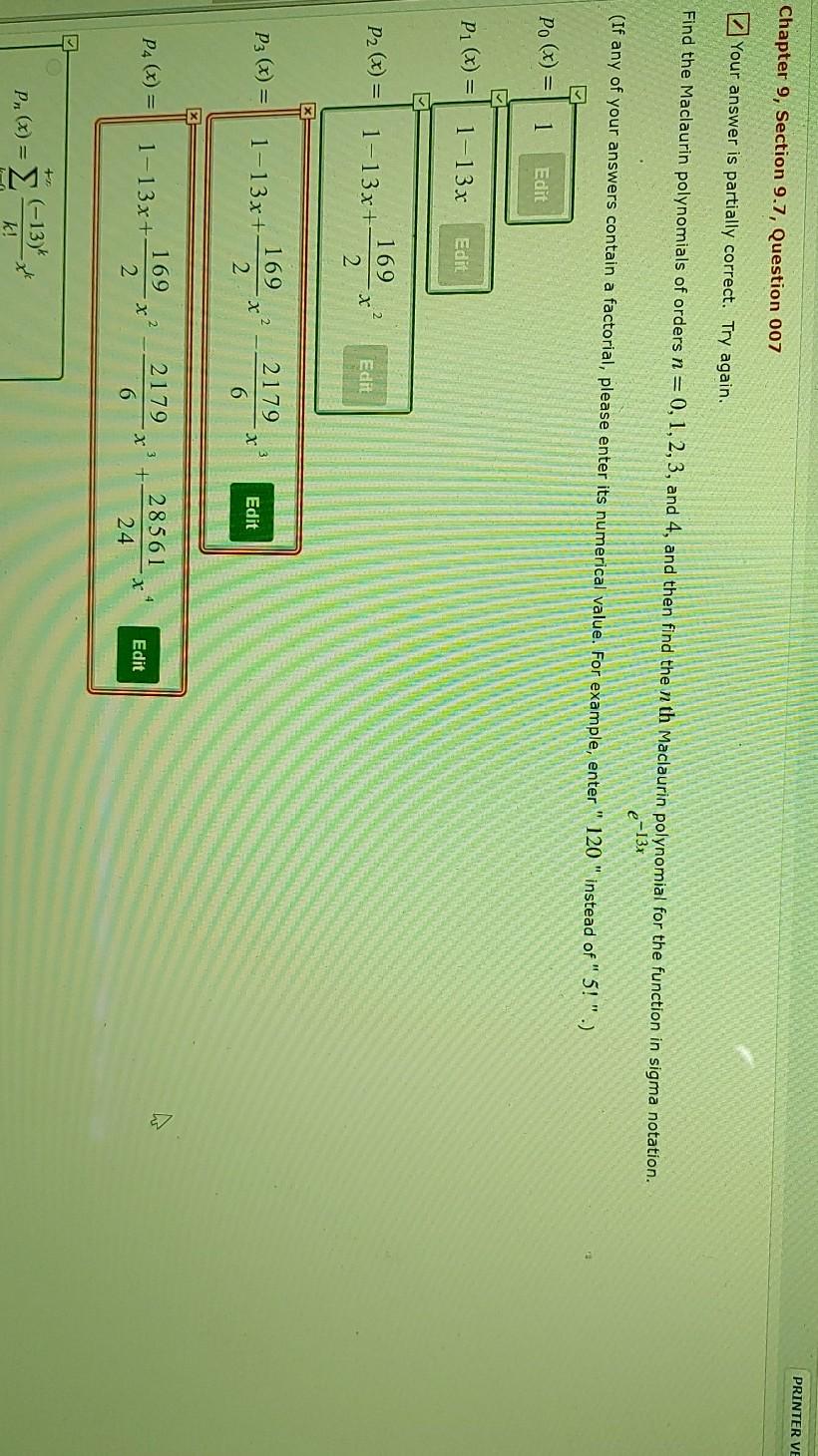 Solved PRINTER VI Chapter 9, Section 9.7, Question 019 Your | Chegg.com