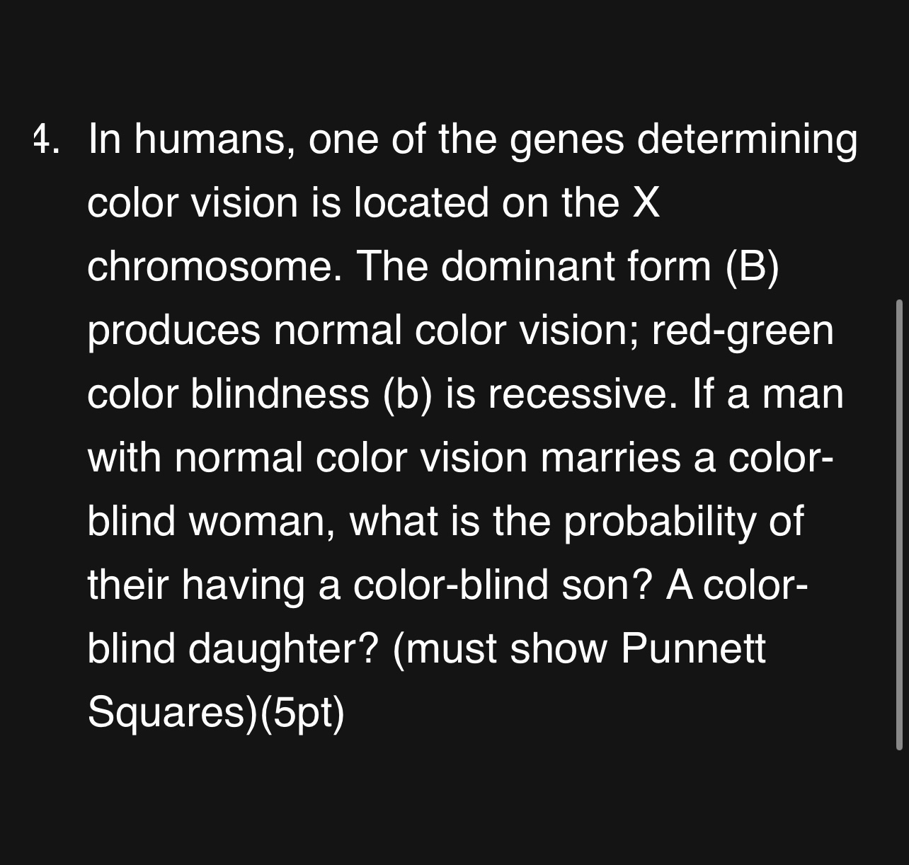 Solved In humans, one of the genes determining color vision | Chegg.com