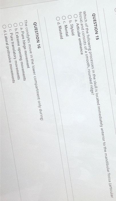 Solved QUESTION 1 What occurs with the dislocation of BOTH | Chegg.com