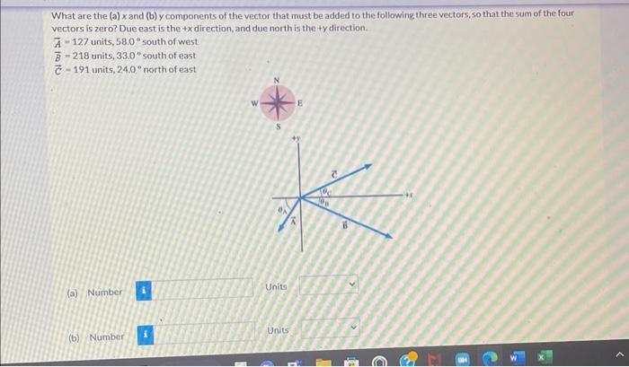 Solved What are the (a) x and (b) y components of the vector | Chegg.com