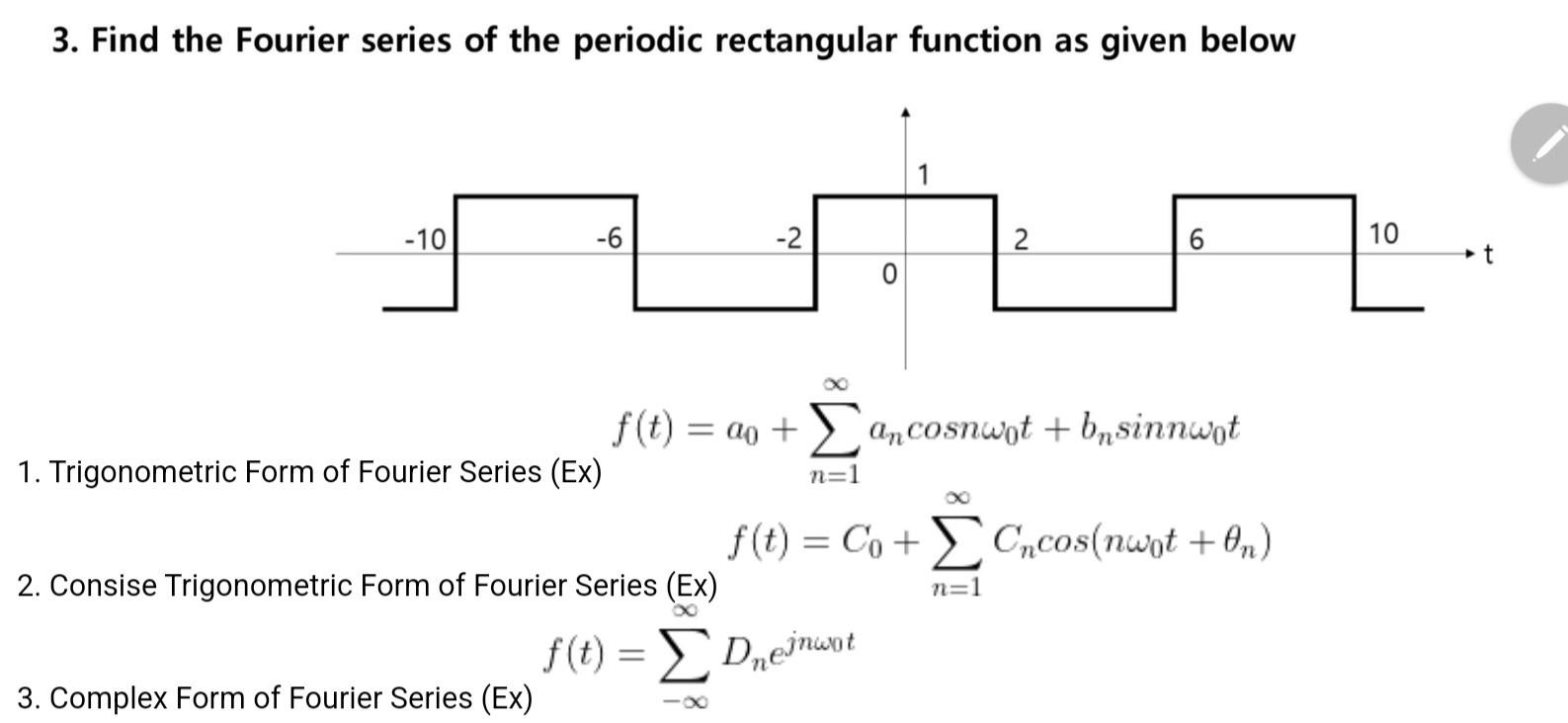 Solved 3. Find the Fourier series of the periodic | Chegg.com