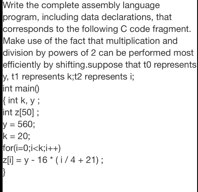 Solved Write the complete assembly language program, | Chegg.com