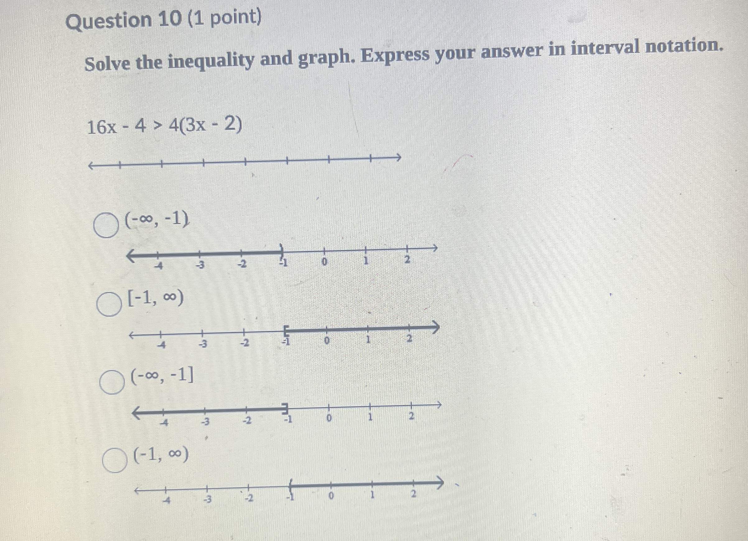 Solved Question 10 (1 ﻿point)Solve the inequality and graph. | Chegg.com
