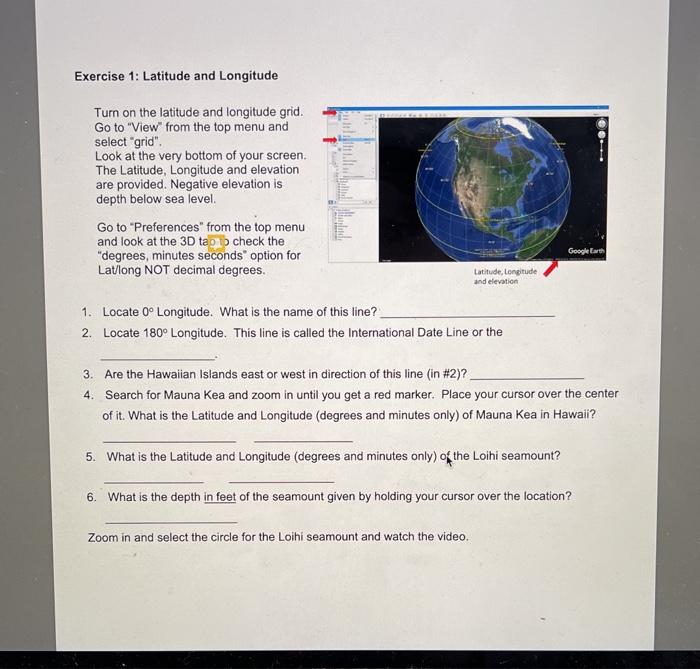 Solved Exercise 1: Latitude and Longitude . Turn on the | Chegg.com