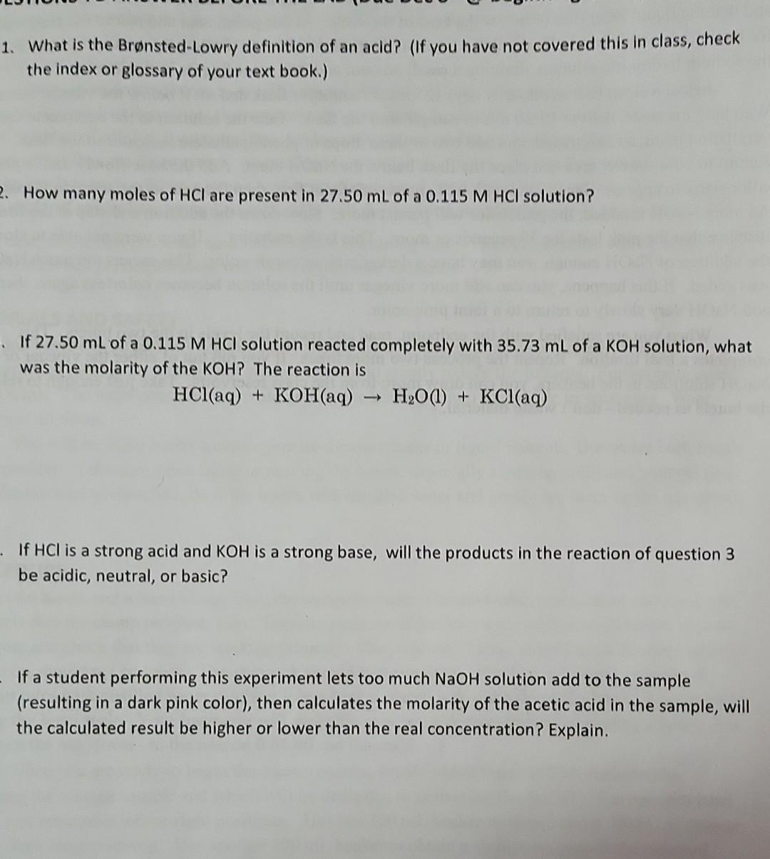 Solved What is the Brønsted-Lowry definition of an acid? (If | Chegg.com