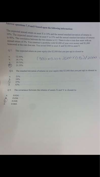 Solved Answer questions 7,8 and 9 based upon the following | Chegg.com