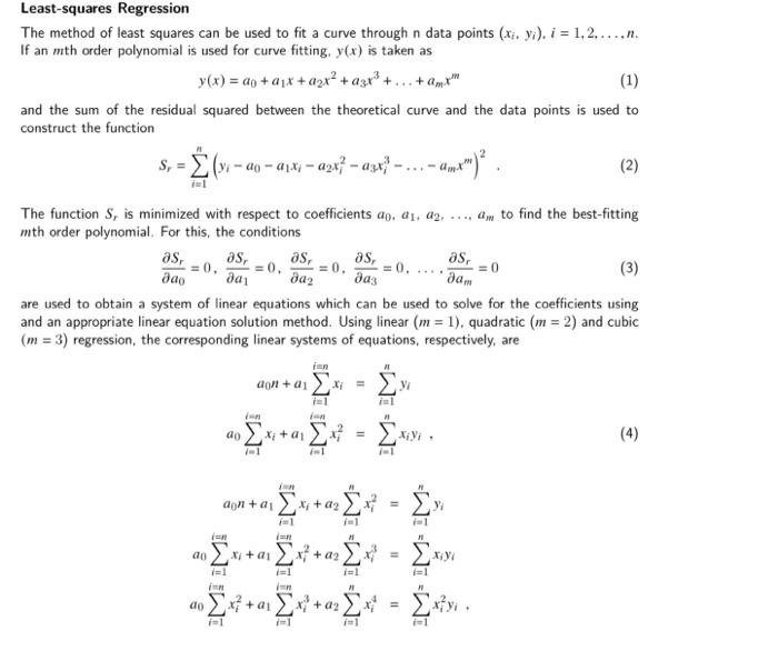 Solved Least-squares Regression The method of least squares | Chegg.com