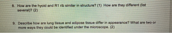 R1 Rib Solved 8. How are the hyoid and R1 rib similar in structure? | Chegg.com
