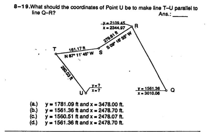 Solved 819.What should the coordinates of Point U be to