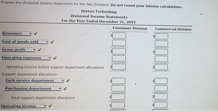 Solved Divisional Income Statements with Support Department | Chegg.com