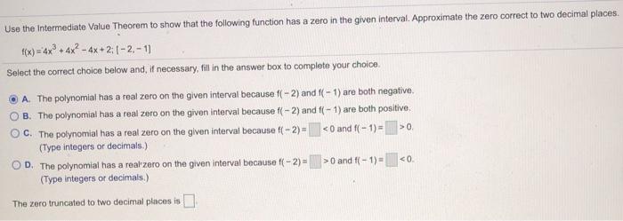 Solved Use the Intermediate Value Theorem to show that the | Chegg.com