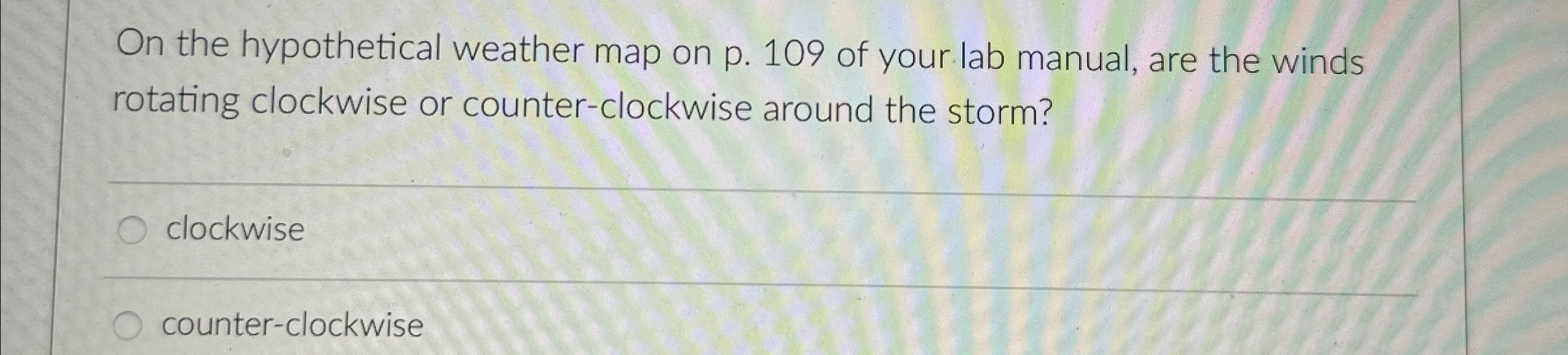 Solved On the hypothetical weather map on p. 109 ﻿of | Chegg.com