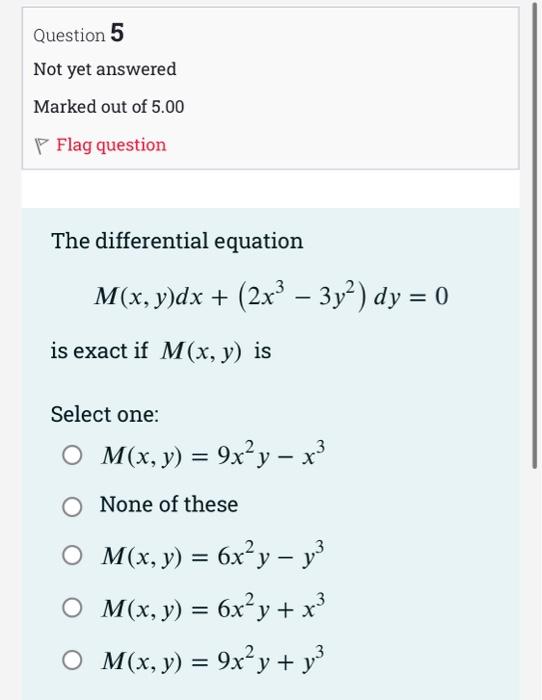 Solved Question 8 Not yet answered Marked out of 5.00 P Flag | Chegg.com