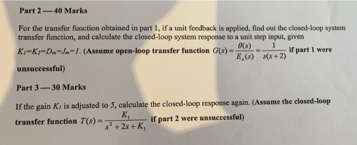 Solved For the transfer function obtained in part 1, if a | Chegg.com