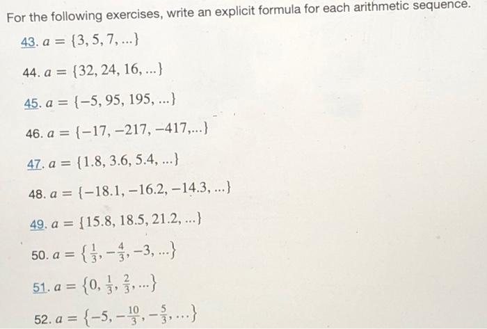 Solved For the following exercises, write an explicit | Chegg.com