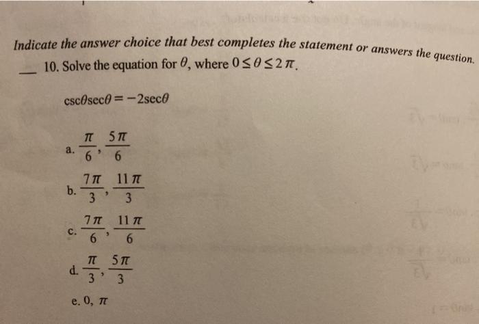Solved Indicate the answer choice that best completes the | Chegg.com