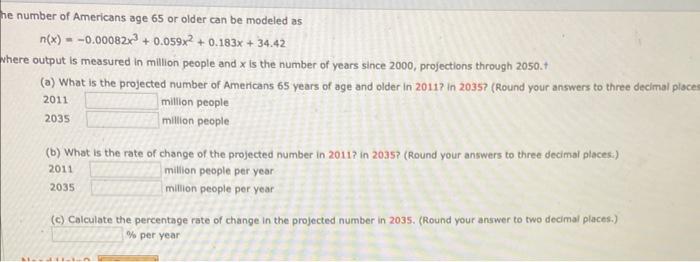 Solved he number of Americans age 65 or older can be modeled | Chegg.com
