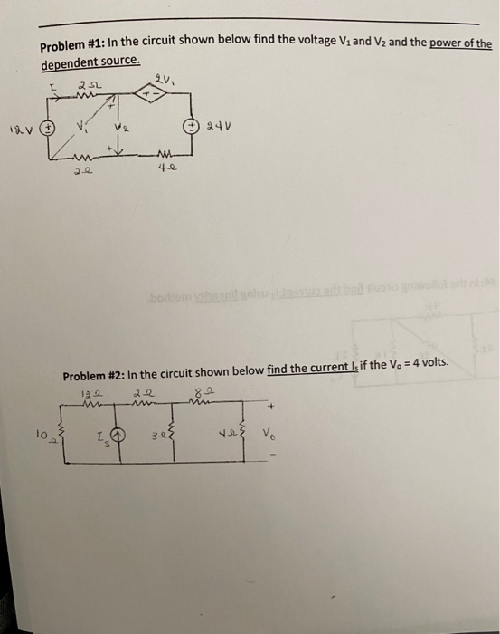 Solved Problem #1: In The Circuit Shown Below Find The | Chegg.com