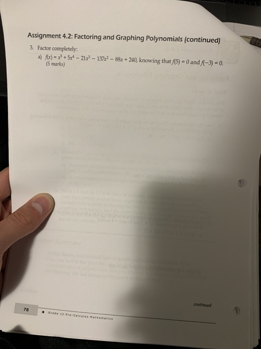 Solved Assignment 4.2: Factoring And Graphing Polynomials | Chegg.com