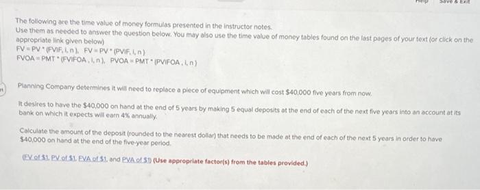 Solved soves The following are the time value of money | Chegg.com