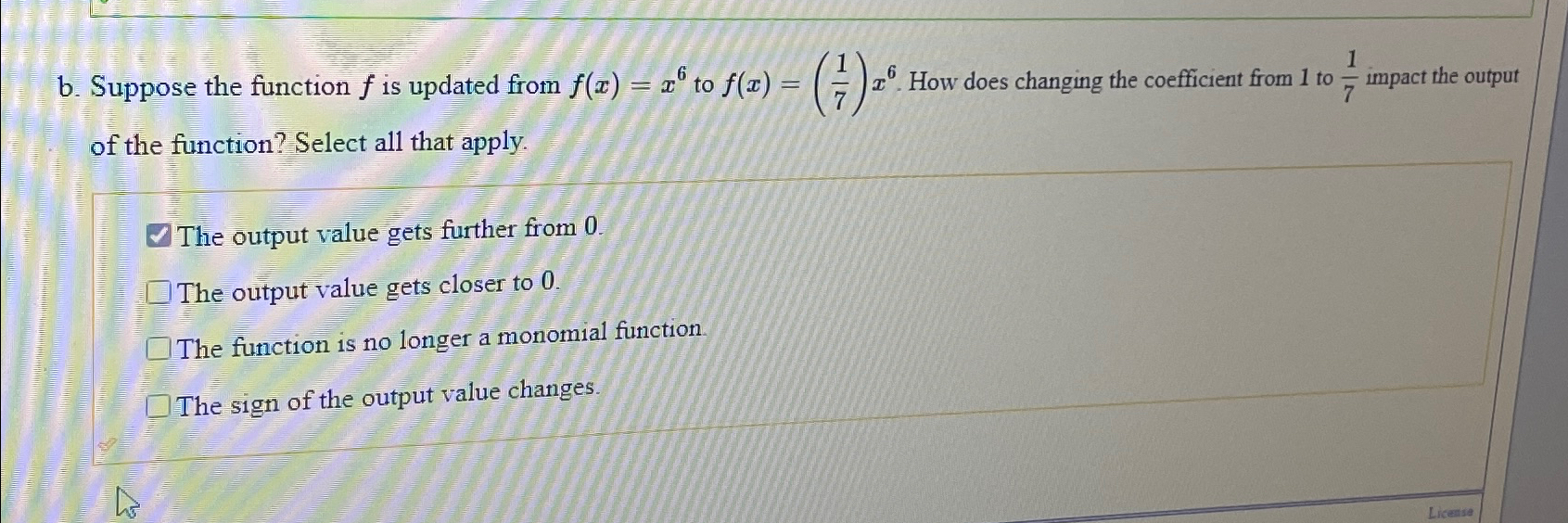 Solved b. ﻿Suppose the function f ﻿is updated from f(x)=x6 | Chegg.com